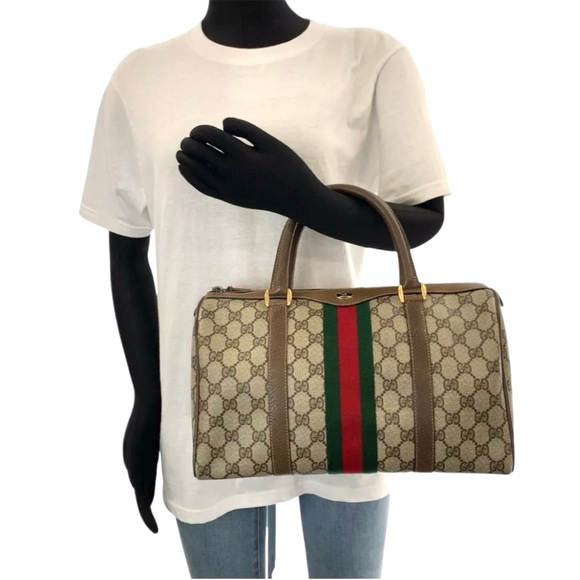 Authenticated Gucci Supreme Web Signature Boston Ophidia Tote Bag Handbag - Picture 14 of 14